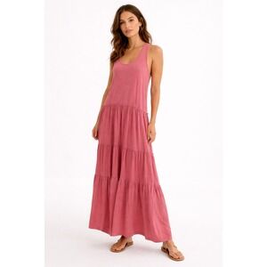 Sundry Pink Tiered Racerback Maxi Dress Cotton Modal Size 0 Made in USA